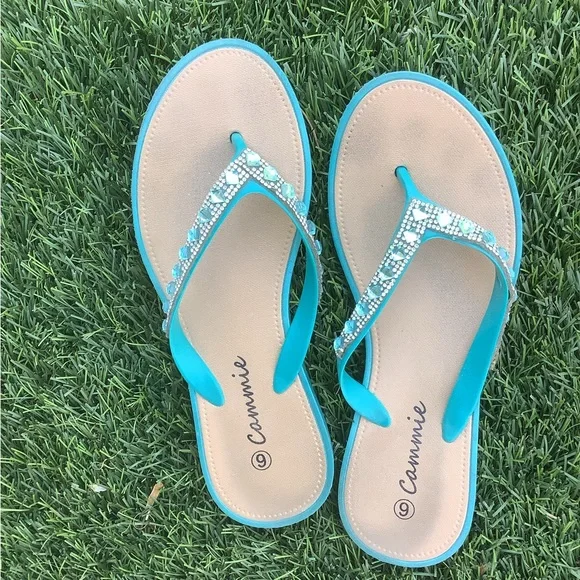 Blue Casual Sandals with Cushioned Footbed - Picture 4 of 5